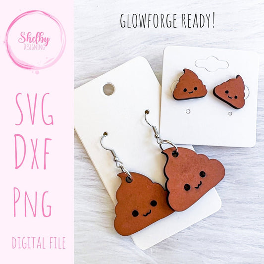 Cute Poop Emoji Stud/Dangle Earrings Combo SVG