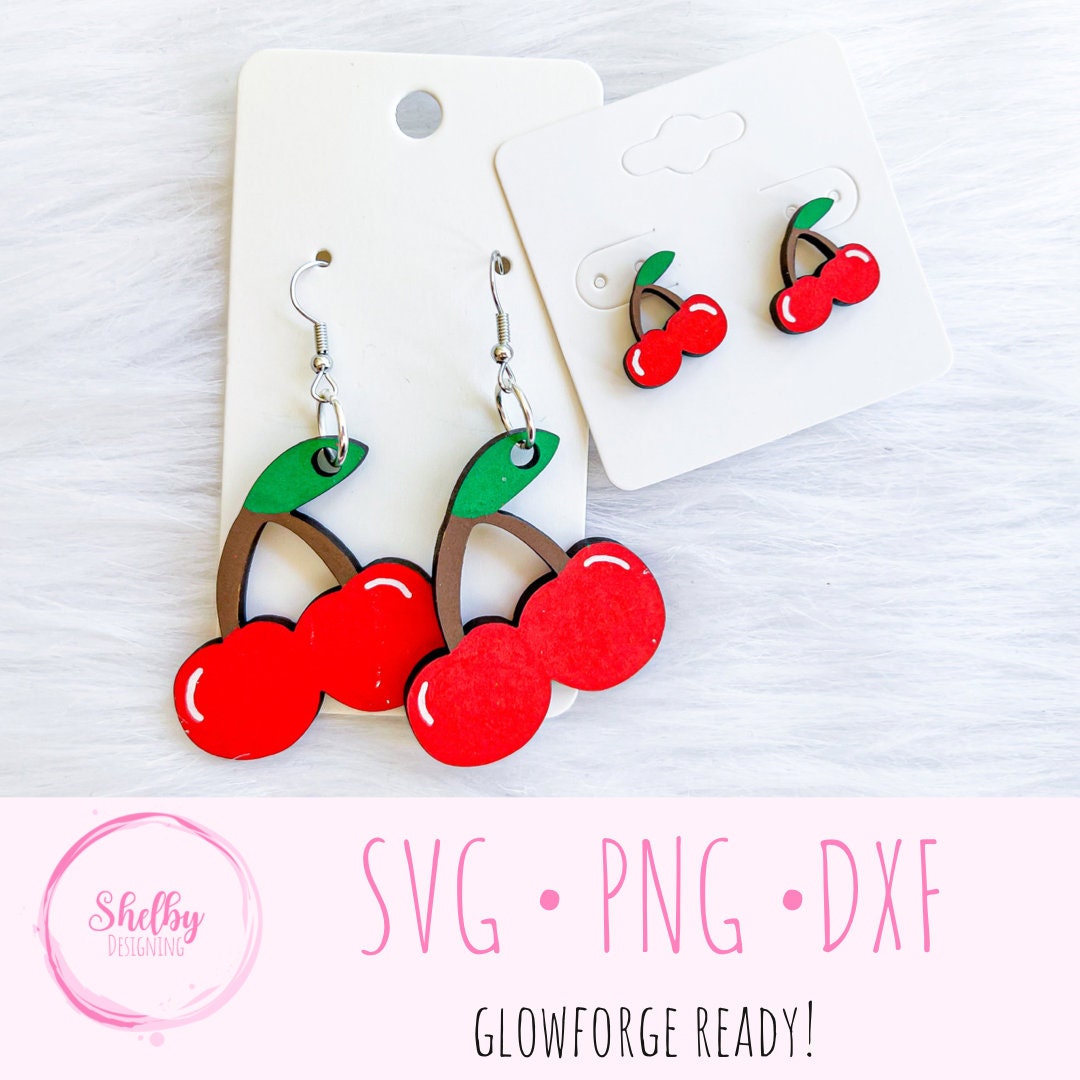 Cherry Stud/Dangle Earring Combo SVG