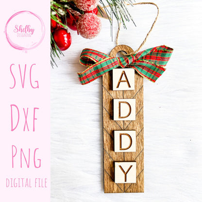 Mock Scrabble Name Christmas Ornament SVG