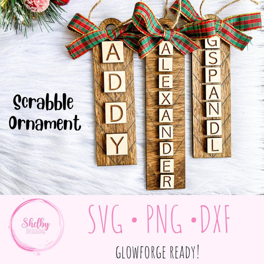 Mock Scrabble Name Christmas Ornament SVG