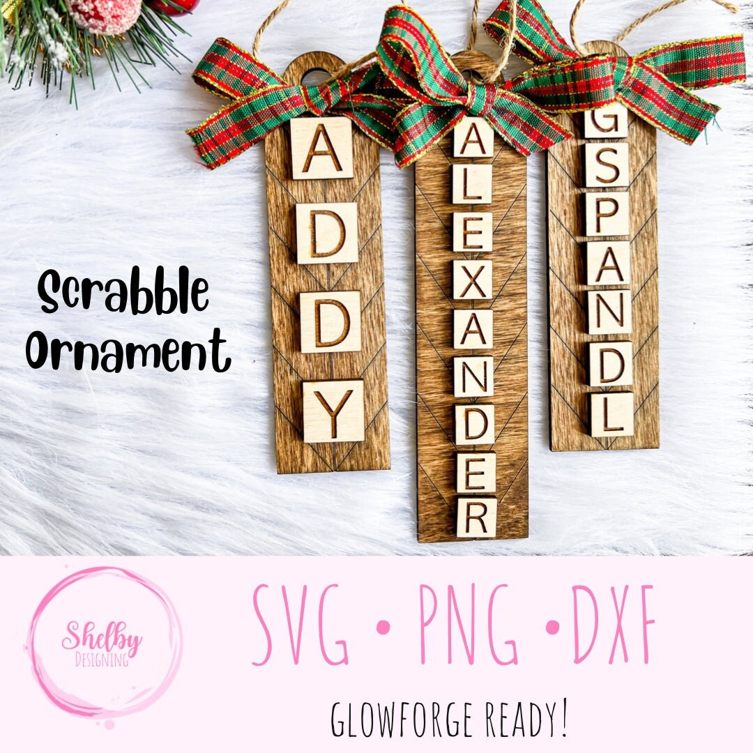 Mock Scrabble Name Christmas Ornament SVG