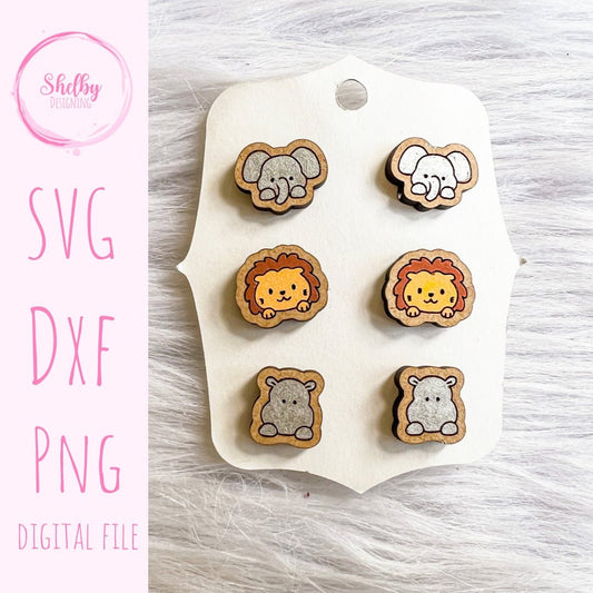 Cute Safari Animal Stud Earrings Bundle SVG