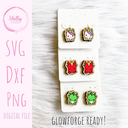 Cute Mythical Animal Stud Earrings Bundle SVG