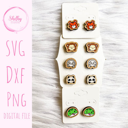 Cute Jungle Animal Stud Earrings Bundle SVG