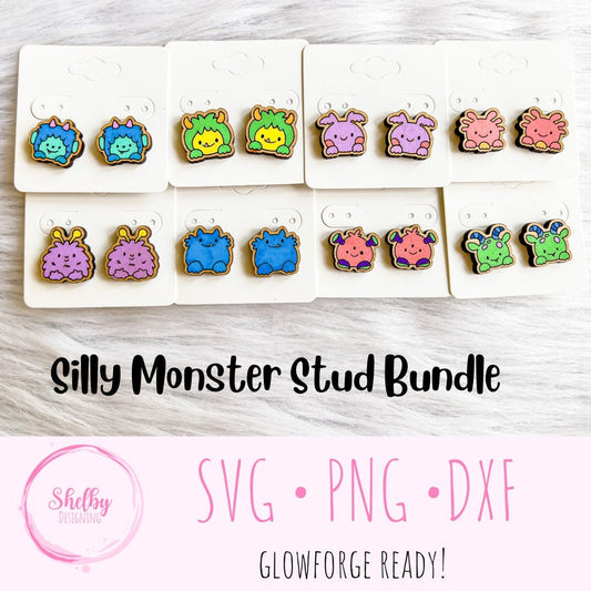 Silly Monster Stud Earrings Bundle SVG