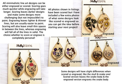 Skull & Snake Dangle Earrings SVG