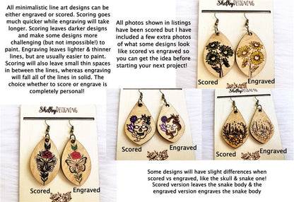 Minimalistic Simple Floral Dangle Earrings SVG