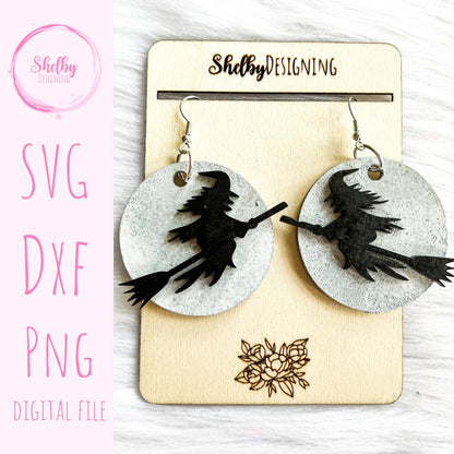 Witch & Moon Dangle Earrings SVG