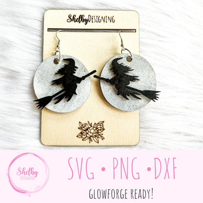 Witch & Moon Dangle Earrings SVG