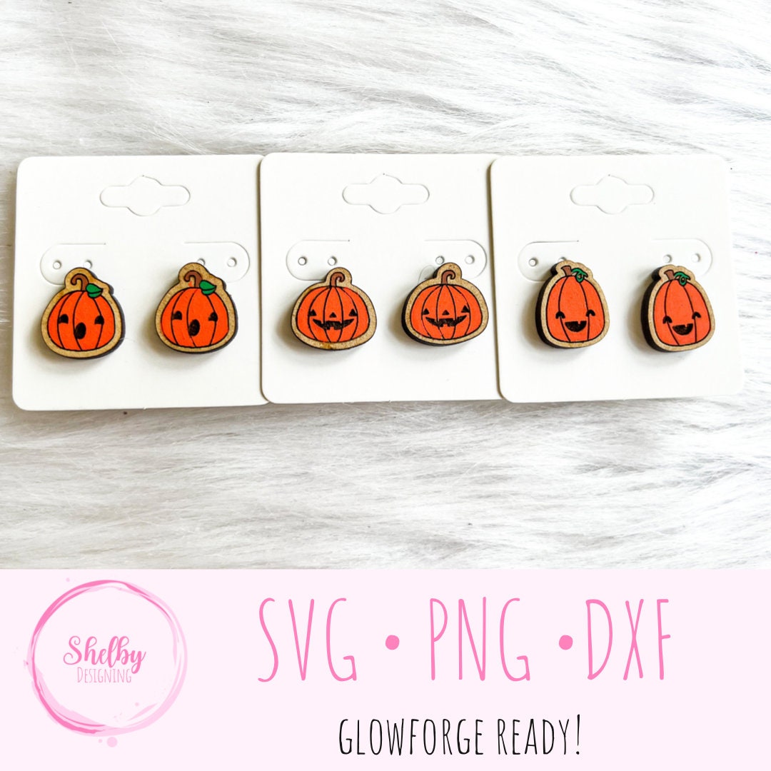 Pumpkin Jack O Lantern Stud Earrings Set SVG