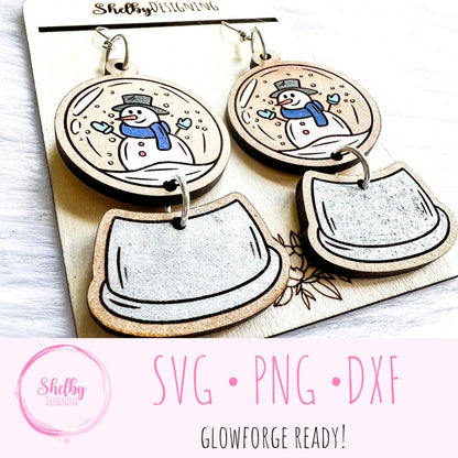 Christmas Snow Globe Deer Dangle Earrings SVG