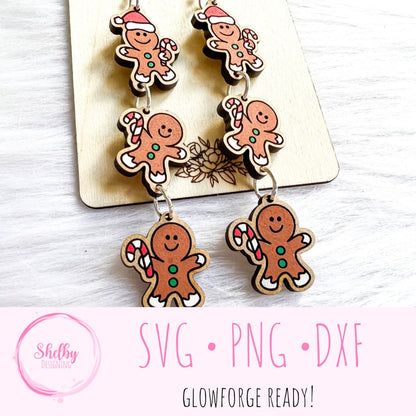 Gingerbread Man Dangle Earrings SVG