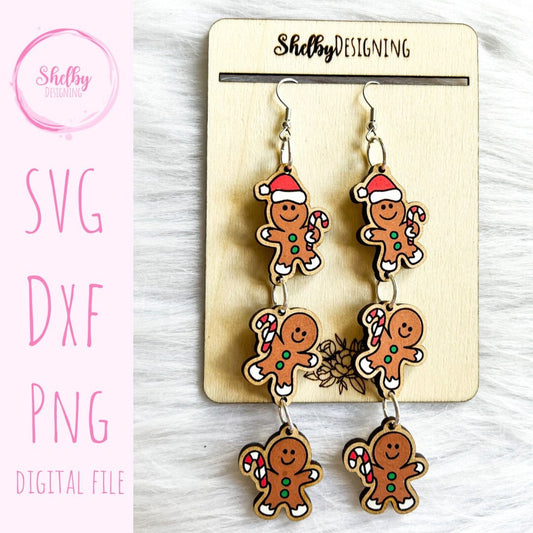 Gingerbread Man Dangle Earrings SVG