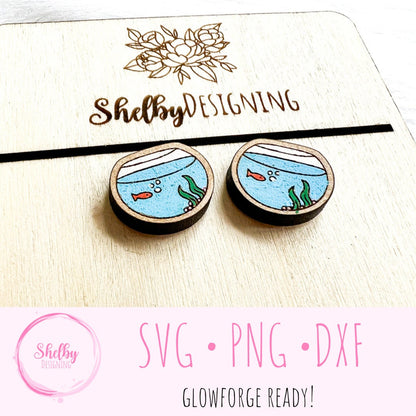 Fish Bowl Stud Earrings SVG