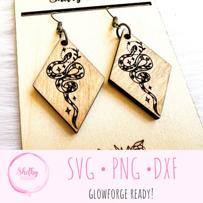 Minimalistic Snake Dangle Earrings SVG
