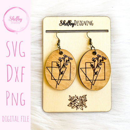Minimalistic Floral Dangle Earrings SVG