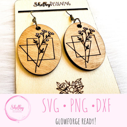 Minimalistic Floral Dangle Earrings SVG
