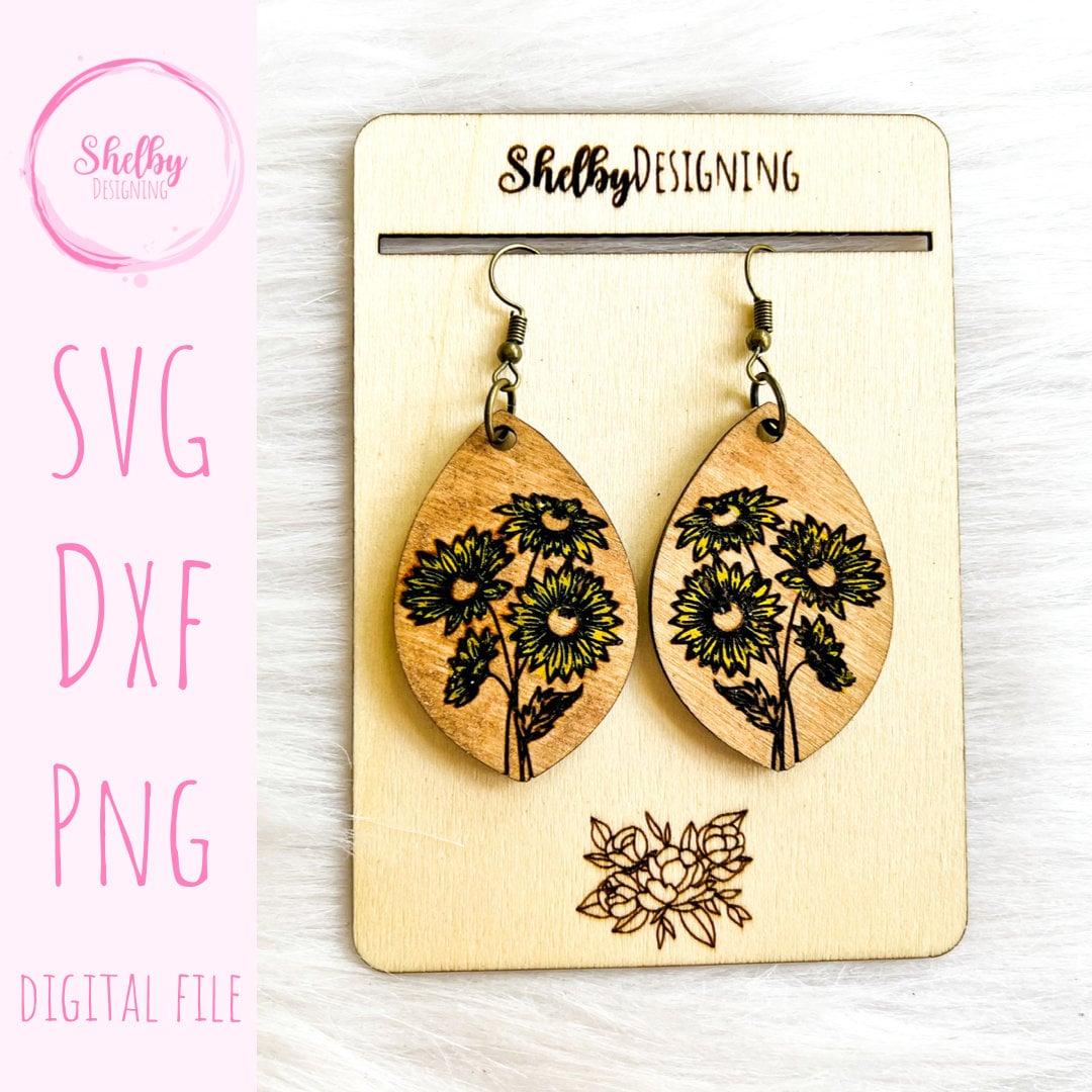 Sunflower Dangle Earrings SVG