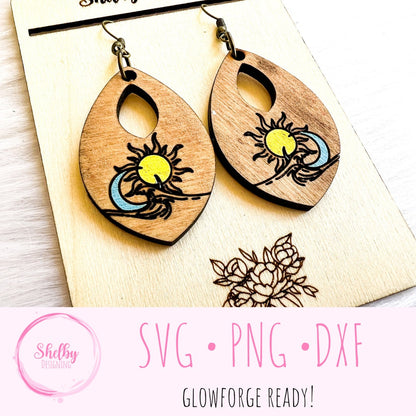 Minimalistic Moon & Sun Dangle Earring SVG