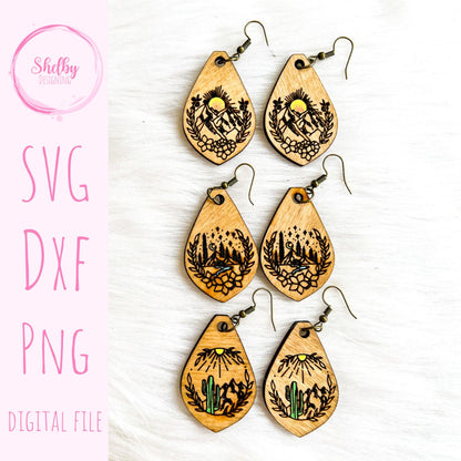 Minimalistic Mountain/Desert Dangle Earring Bundle SVG