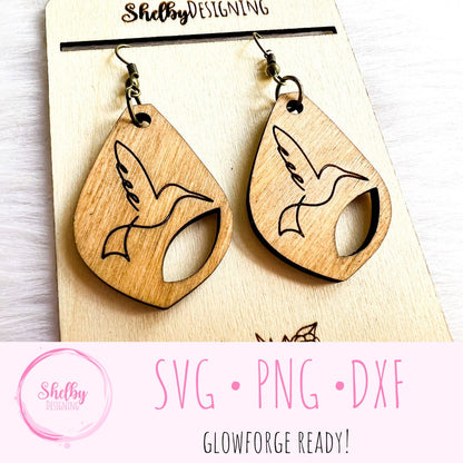 Line Art Bird Dangle Earrings Set SVG
