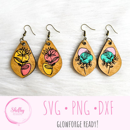 Minimalistic Floral Earrings Set SVG