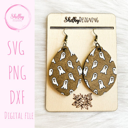 Teardrop Ghost Dangle Earrings SVG