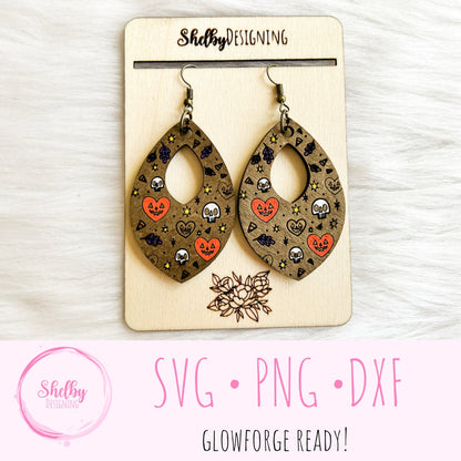 Cute Halloween Pumpkin Heart Dangle Earrings SVG