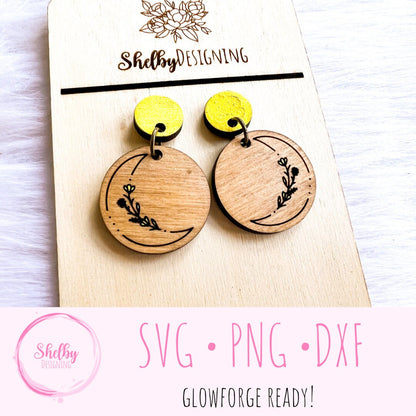 Minimalistic Moon Dangle Earrings SVG