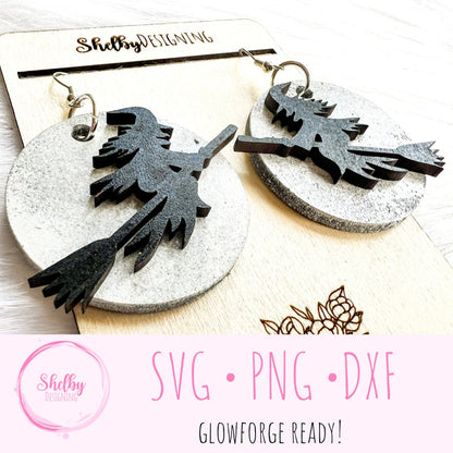 Witch & Moon Dangle Earrings SVG