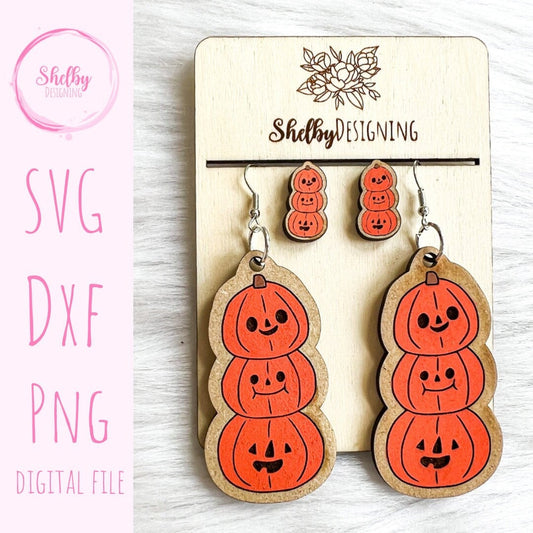 Layered Pumpkin Stud/Dangle Earrings SVG