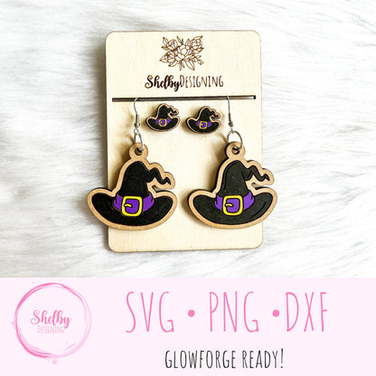 Witch Hat Dangle/Stud Earrings SVG