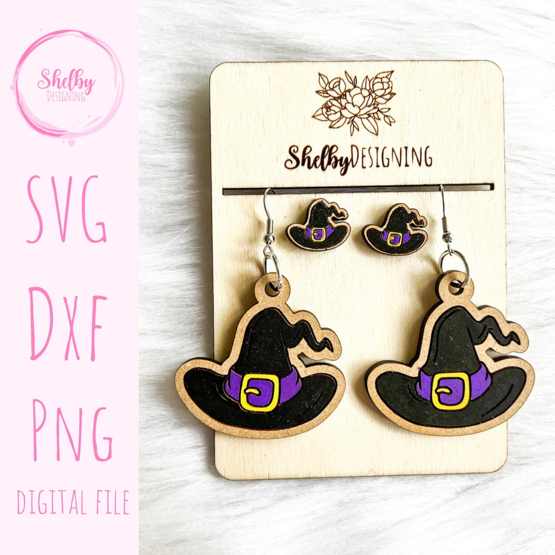 Witch Hat Dangle/Stud Earrings SVG