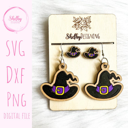 Witch Hat Dangle/Stud Earrings SVG