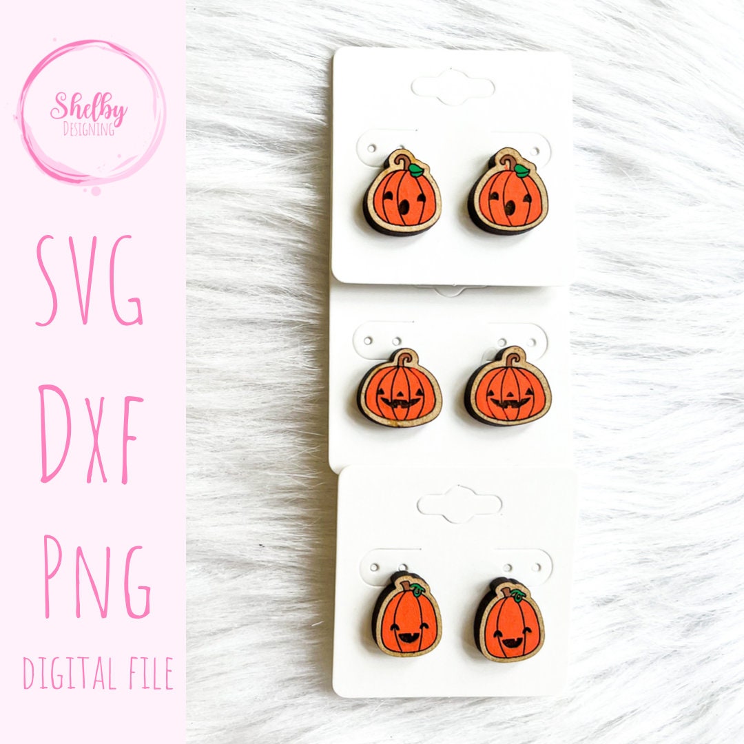 Pumpkin Jack O Lantern Stud Earrings Set SVG
