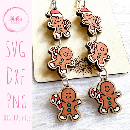 Gingerbread Man Dangle Earrings SVG