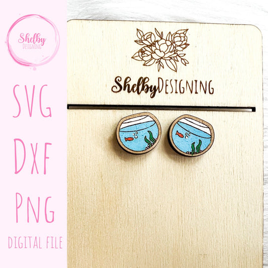 Fish Bowl Stud Earrings SVG