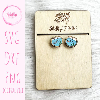 Fish Bowl Stud Earrings SVG