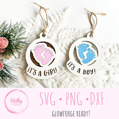 Its A Boy/Girl Christmas Ornament SVG