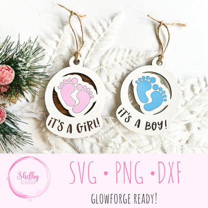 Pregnancy & Gender Announcement Christmas Ornament Bundle SVG
