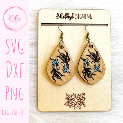 Minimalistic Koi Dangle Earrings SVG