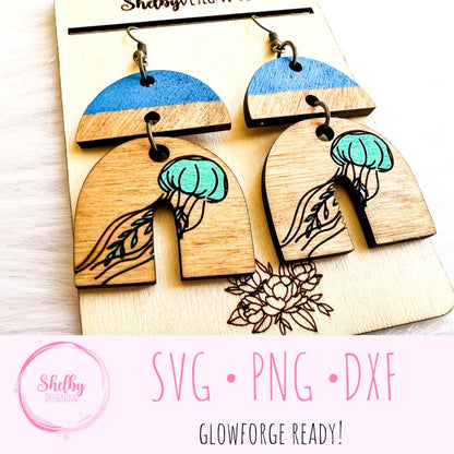 Minimalistic Jellyfish Dangle Earrings SVG