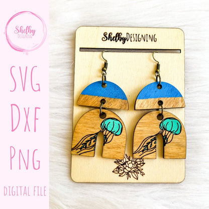 Minimalistic Jellyfish Dangle Earrings SVG