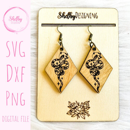 Minimalistic Snake Dangle Earrings SVG