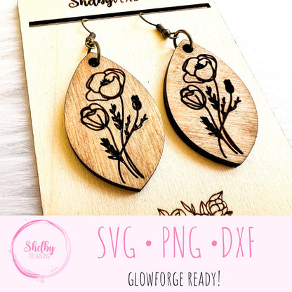 Minimalistic Simple Floral Earrings SVG