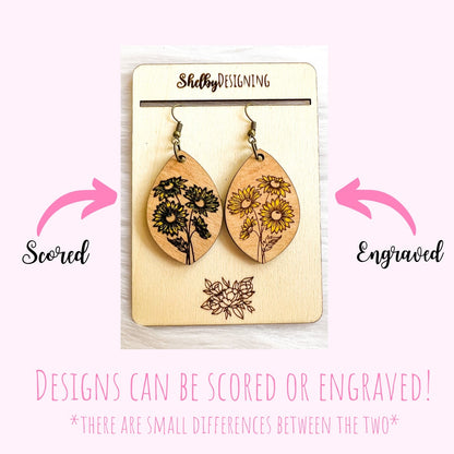 Sunflower Dangle Earrings SVG