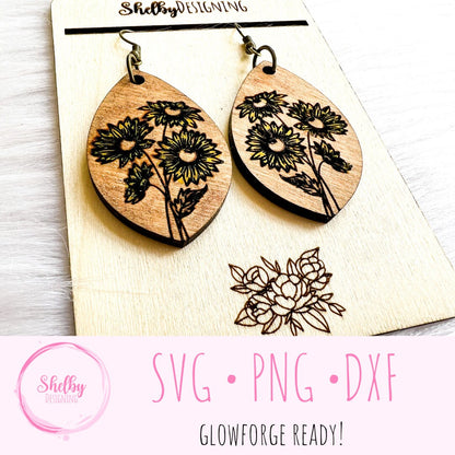 Sunflower Dangle Earrings SVG