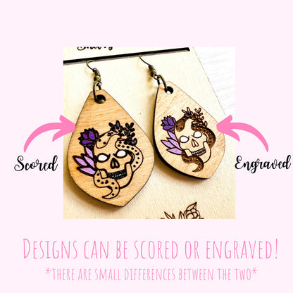 Moon & Crystals Dangle Earrings SVG