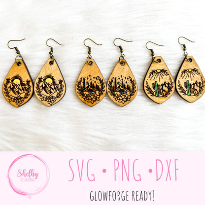 Minimalistic Mountain/Desert Dangle Earring Bundle SVG