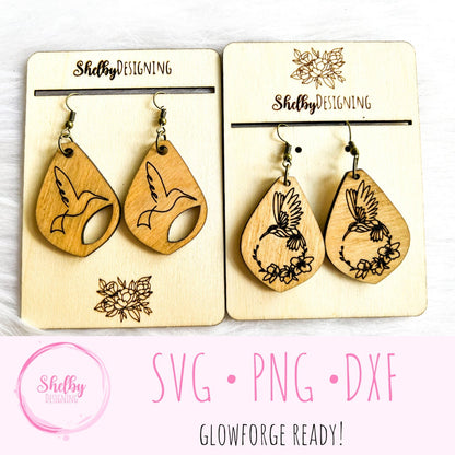 Line Art Bird Dangle Earrings Set SVG